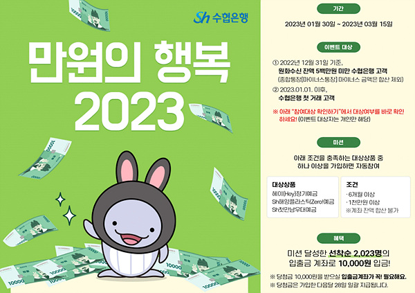 Sh수협은행, ‘만원의 행복 2023’ 이벤트 진행